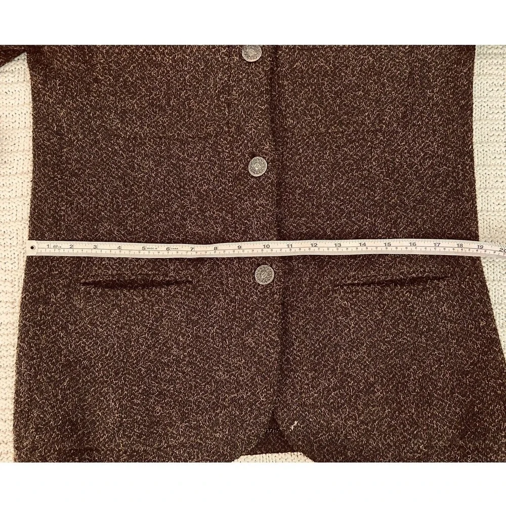 Chanel Boutique Vintage 97A Brown Wool Angora‎ Tweed Jacket CC Logo Buttons 38